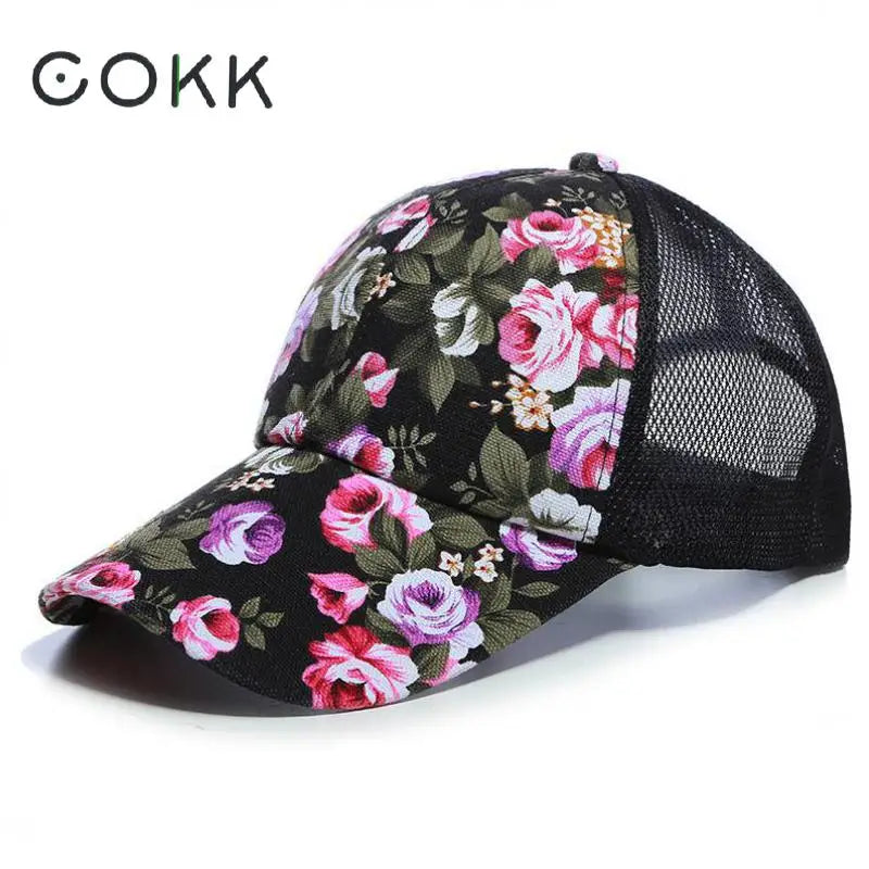 Mesh Cap Flower Baseball Cap Women Summer Snapback Hats for Women Adjustable Casual Outdoor Sport Casquette Sun Hat Female