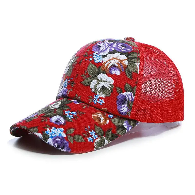 Mesh Cap Flower Baseball Cap Women Summer Snapback Hats for Women Adjustable Casual Outdoor Sport Casquette Sun Hat Female