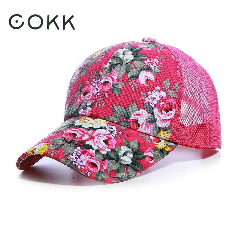 Mesh Cap Flower Baseball Cap Women Summer Snapback Hats for Women Adjustable Casual Outdoor Sport Casquette Sun Hat Female