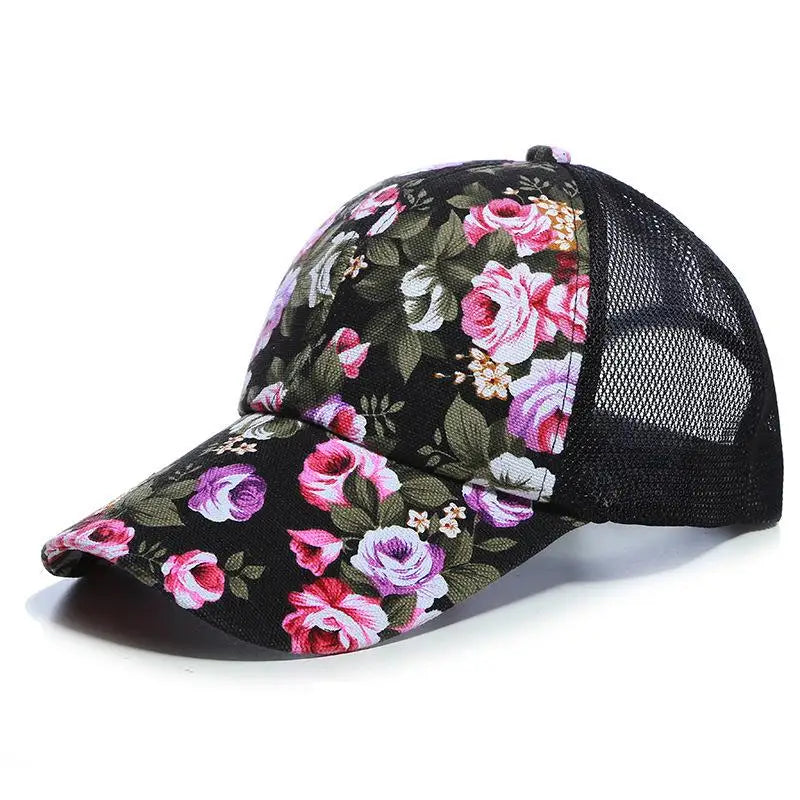 Mesh Cap Flower Baseball Cap Women Summer Snapback Hats for Women Adjustable Casual Outdoor Sport Casquette Sun Hat Female