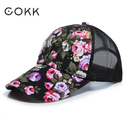 Mesh Cap Flower Baseball Cap Women Summer Snapback Hats for Women Adjustable Casual Outdoor Sport Casquette Sun Hat Female