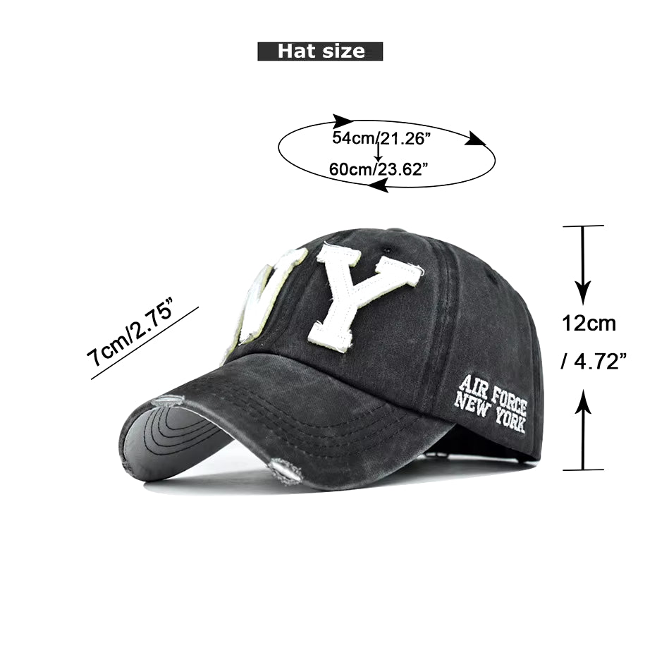 Baseball Cap Retro-Style Snapback Hat Sun Hat Spring Autumn Baseball Cap Sport Cap New York Letter Cap Hip Hop Fitted Cap