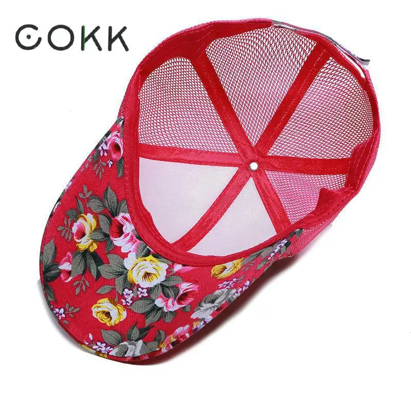 Mesh Cap Flower Baseball Cap Women Summer Snapback Hats for Women Adjustable Casual Outdoor Sport Casquette Sun Hat Female